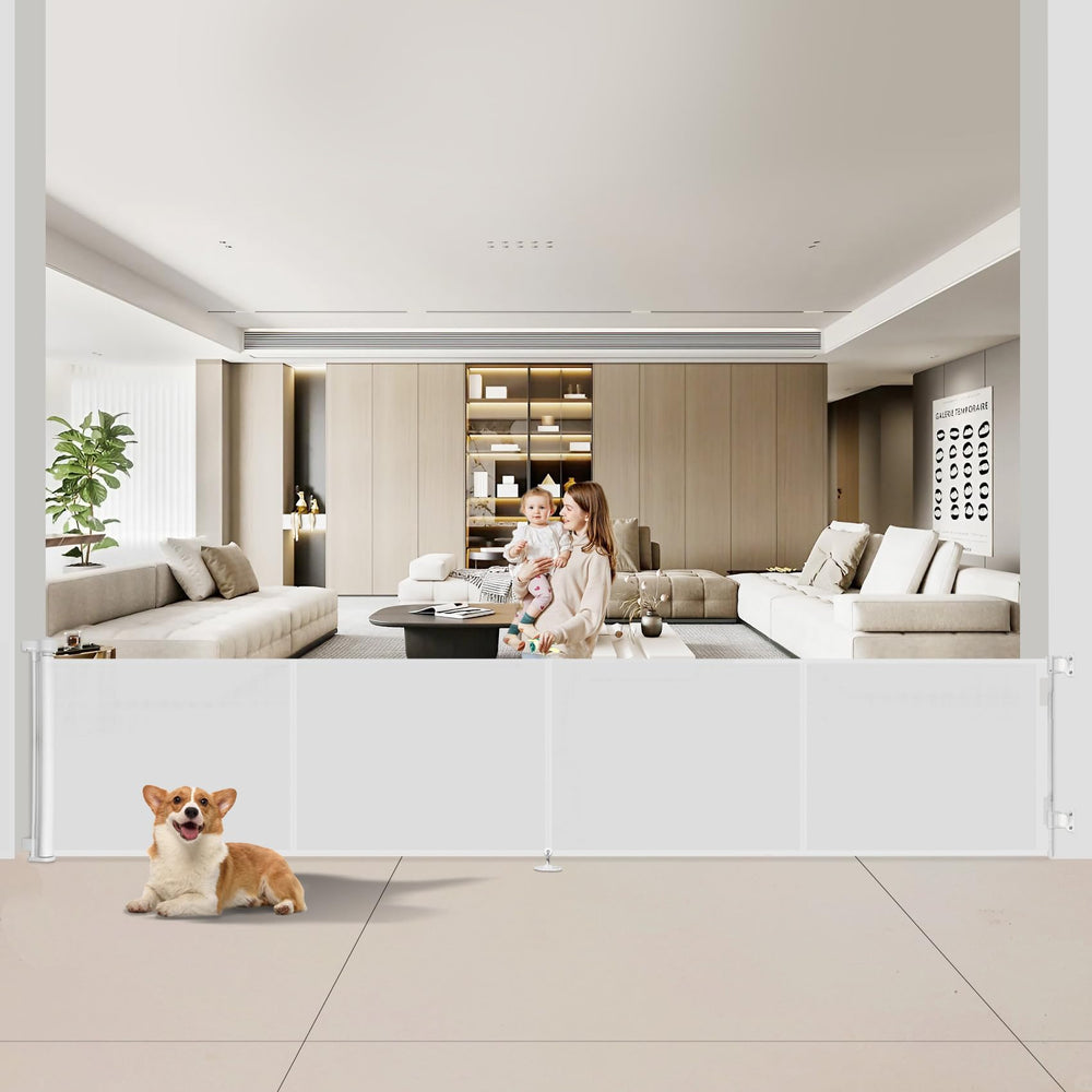 Miumoon retractable baby gate assembly demonstrates quick setup for doorways