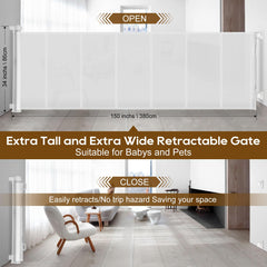Miumoon retractable baby gate double-lock closeup demonstrates one-handed operation