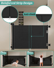 Miumoon retractable gate safety-lock demonstrates one-handed locking for parents