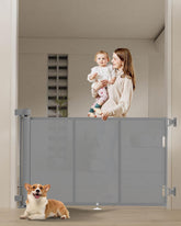 Miumoon retractable gate top view shows long width for doorways and hallways