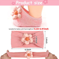 MIUXUESO socks pink 6-12 months three-pair set with gentle non-slip grips