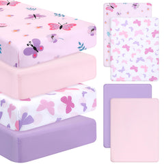 Mixweer butterfly crib sheets 4-pack for easy nursery refresh