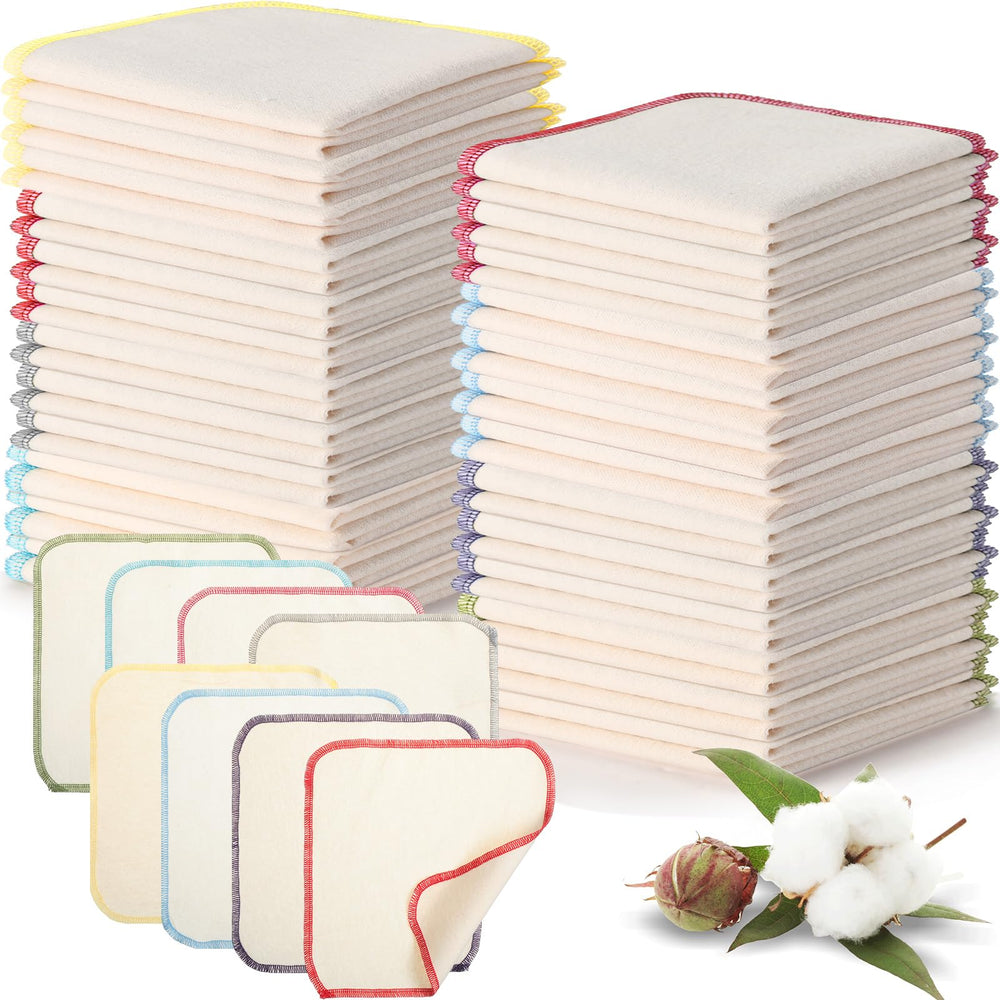 Mixweer flannel wipes with 8x8-inch color edges for color-coded diaper changes.