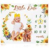 Mixweer Highland Cow monthly blanket provides a cozy 40x47 inch photo backdrop.