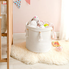 Mkono macrame basket closeup cotton rope highlights natural texture for durable storage.