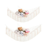 Mkono stuffed animal hammock corner macrame net full view showing large toy storage