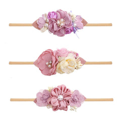 mligril baby floral headbands 3pcs set closeup of soft fabric