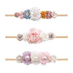 mligril baby girl nylon headband with floral bows for soft all-day wear