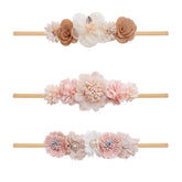 mligril baby girl nylon headbands with floral bows for newborns—soft, skin-friendly fit