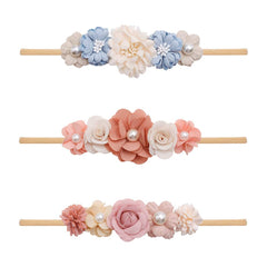mligril baby headbands with floral bows, comfortable all-day wear for photoshoots.