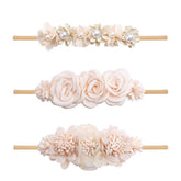 mligril baby nylon headbands with floral bows in 3pc set are soft and stretchy for daily wear