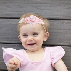 mligril stretchy nylon headband demonstrating secure, dent-free fit