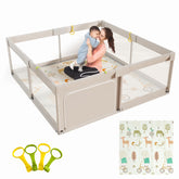 Mloong baby playpen large setup shows easy assembly for faster playtime