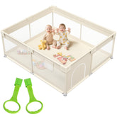 Mloong large playpen setup shows spacious 69x59in area for safe family supervision