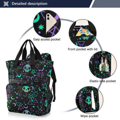 MNSRUU main-pocket-organization interior keeps diapers, bottles, and wipes neatly stored.