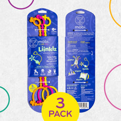 MÖBI Liinklz pack of 3 in vibrant colors ready for playtime.