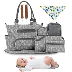 Moclever 8-piece diaper bag set main tote offers roomy interior for busy days