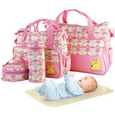 Moclever diaper bag large tote pink with three compartments for quick baby-item access.