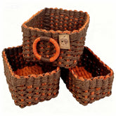 Modern Granny Molten Coffee x Sunset Blaze baskets side view show colorful storage solution