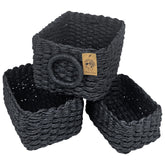 Modern Granny void-black basket set on a shelf for tidy storage