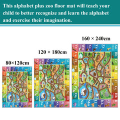MOFAZEE Zoo Map Carpet non-slip back promotes stable play on various floors.
