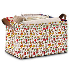 Mogifedc Christmas storage basket front view shows ample capacity for decor and gifts.