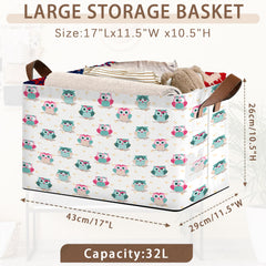 Mogifedc Owl Pattern Storage Basket folded flat for space-saving storage.