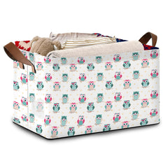 Mogifedc Owl Pattern Storage Basket front view showing large capacity for toys and books.