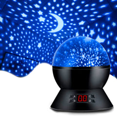 MOKOQI star projector in a dark bedroom projecting stars for bedtime calm
