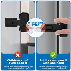 Molain fridge lock release button design simplifies adult access while deterring kids.