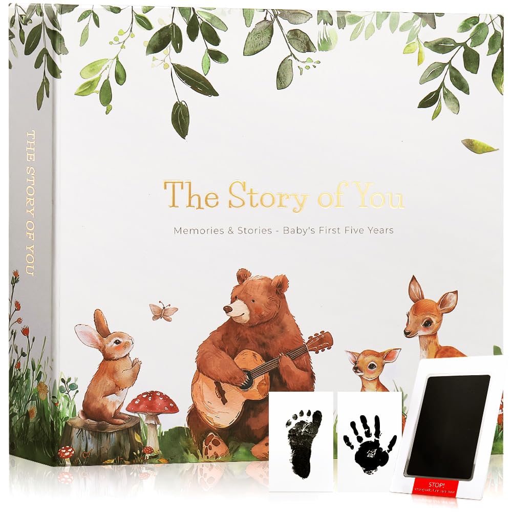 Molekaus Baby Memory Book cover with gold foil detailing for timeless keepsakes.