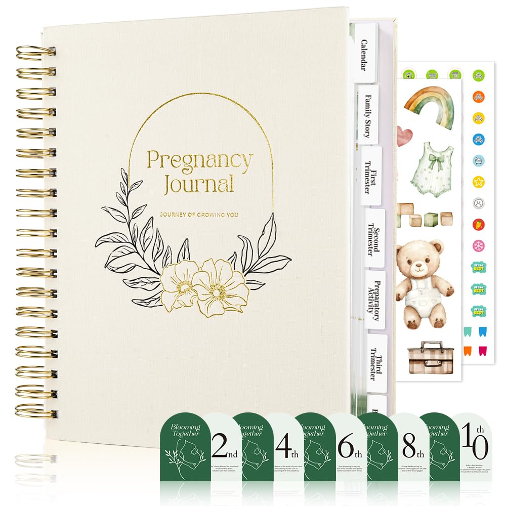 Molekaus Pregnancy Journal cover with linen texture for an elegant keepsake.
