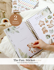 Molekaus theme dividers: organized sections for trimester milestones and family stories.