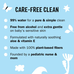 Molly's Suds baby wipes close-up shows aloe and vitamin E for sensitive skin.