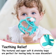 Mombella snail teether textured tail and back for gum massage.