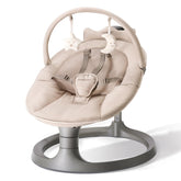 Momcozy 2-in-1 electric baby swing angle view shows versatile soothing options for baby calmness.