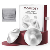 Momcozy 999 silver nursing cups close-up showing premium material and discreet hole-free design.