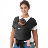 Momcozy AirMesh baby carrier in black demonstrates breathable water sling for summer fun.