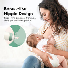 Momcozy anti-colic vent nipple helps reduce air intake for calmer feeding sessions.