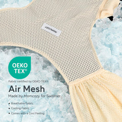 Momcozy Baby Carrier AirMesh airmesh fabric closeup highlights breathable cooling material.