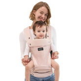 Momcozy baby carrier hip seat 360 rotation for versatile carrying and natural baby exploration.