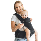 Momcozy baby-carrier hip-seat front view shows hands-free carrying for busy days.