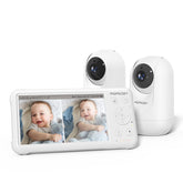 Momcozy baby monitor shows two camera views in split-screen for easy multitasking.