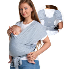 Momcozy baby wrap shows skin-friendly fabric for gentle wear.