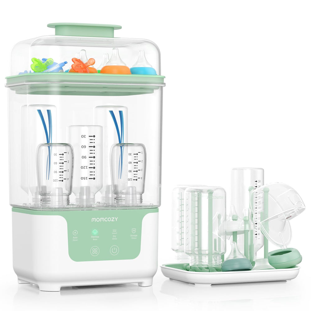 Momcozy bottle sterilizer and dryer in compact design saves kitchen counter space