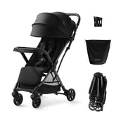 Momcozy ClickGo folded stroller compact for easy storage.