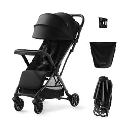 Momcozy ClickGo folded stroller compact for easy storage.