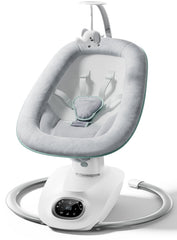 Momcozy CocoSway swing with 180-degree rotation for easy monitoring and soothing.