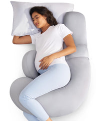 Momcozy cooling-pregnancy-pillow F-shape design for full-body sleep support.
