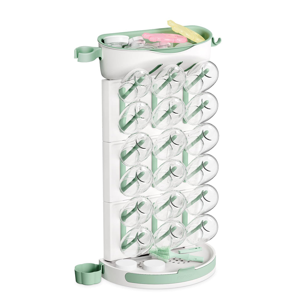 Momcozy DIY larger bottle drying rack displaying full 18-bottle capacity for organized drying
